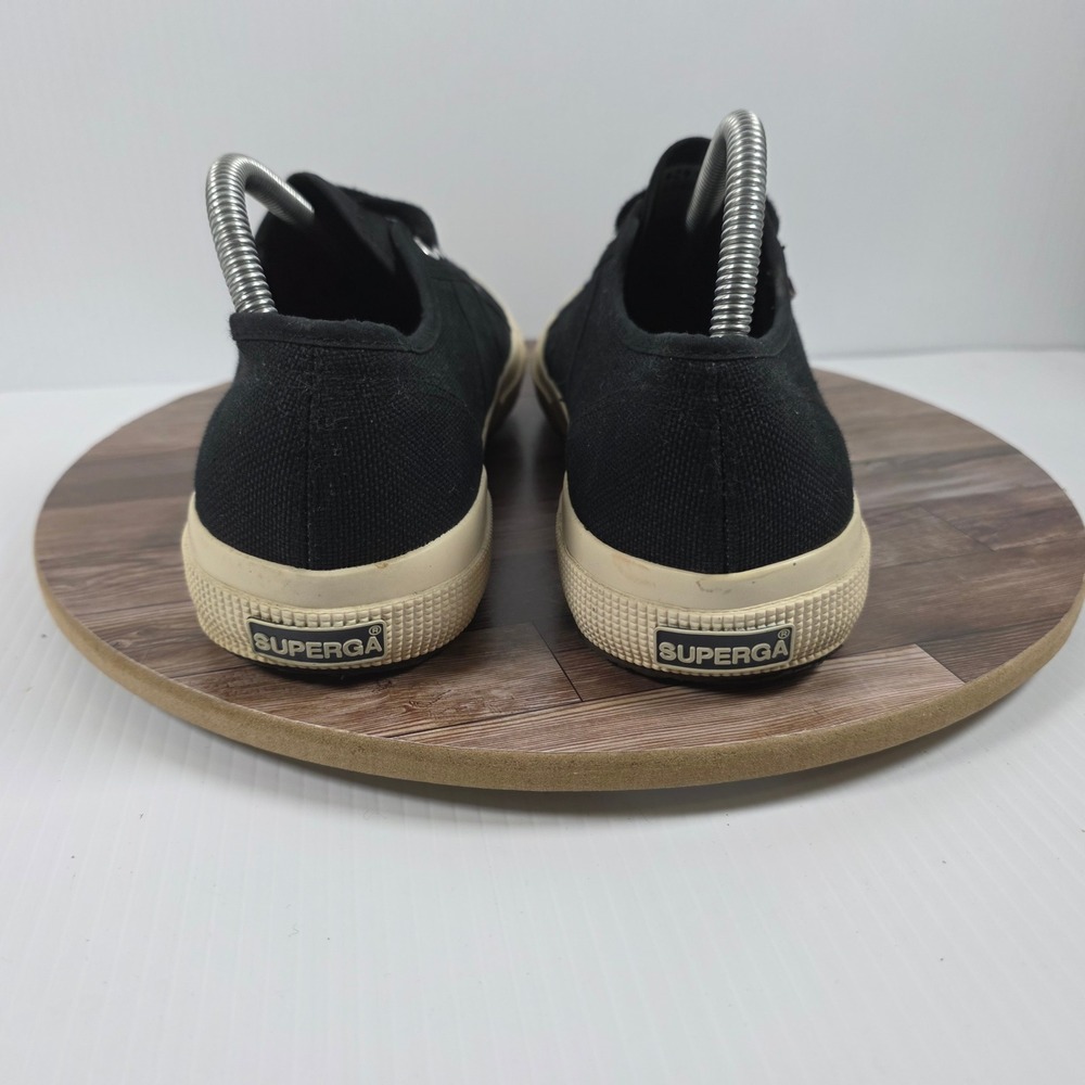 Superga 2750 Cotu Classic Sneakers M9.5/W11.5 Black Canvas Low Top Lace Up Shoes - Picture 6 of 10